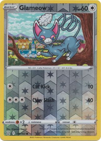 Glameow 115/163 SWSH Battle Styles Reverse Holo Common Pokemon Card TCG