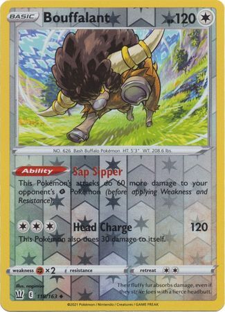 Bouffalant 118/163 SWSH Battle Styles Reverse Holo Uncommon Pokemon Card TCG