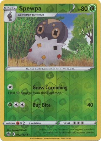 Spewpa 12/163 SWSH Battle Styles Reverse Holo Uncommon Pokemon Card TCG