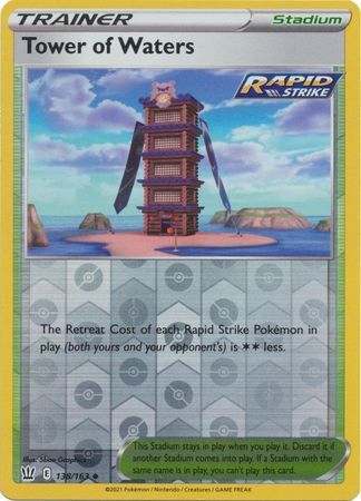 Tower of Waters 138/163 SWSH Battle Styles Reverse Holo Uncommon Pokemon Card TCG