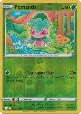 Fomantis 14/163 SWSH Battle Styles Reverse Holo Common Pokemon Card TCG