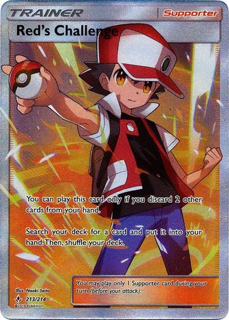 Red's Challenge 213/214 SM Unbroken Bonds Holo Trainer Ultra Rare Full Art Pokemon Card TCG