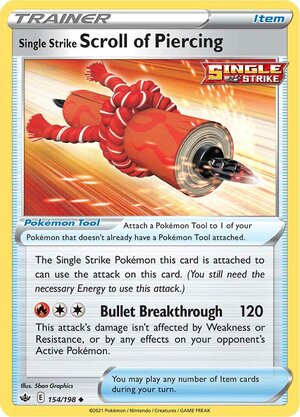 Single Strike Scroll Of Piercing 154/198 SWSH Chilling Reign Uncommon Pokemon Card TCG Near Mint