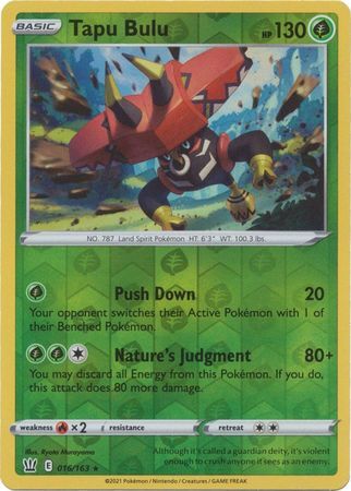 Tapu Bulu 16/163 SWSH Battle Styles Reverse Holo Rare Pokemon Card TCG