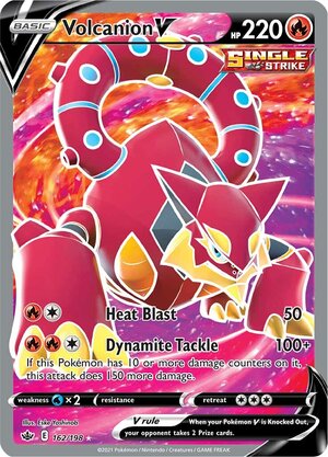 Volcanion V 162/198 SWSH Chilling Reign Full Art Holo Ultra Rare Pokemon Card TCG Near Mint  