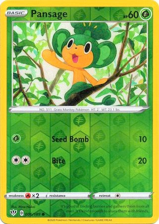 Pansage 6/189 SWSH Darkness Ablaze Reverse Holo Common Pokemon Card TCG Near Mint