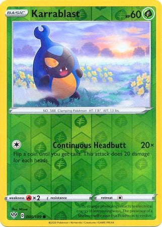 Karrablast 8/189 SWSH Darkness Ablaze Reverse Holo Common Pokemon Card TCG Near Mint