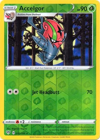 Accelgor 10/189 SWSH Darkness Ablaze Reverse Holo Rare Pokemon Card TCG Near Mint