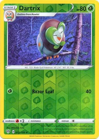 Dartrix 12/189 SWSH Darkness Ablaze Reverse Holo Uncommon Pokemon Card TCG Near Mint 