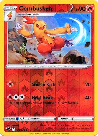 Combusken 23/189 SWSH Darkness Ablaze Reverse Holo Uncommon Pokemon Card TCG Near Mint 