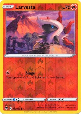 Larvesta 29/189 SWSH Darkness Ablaze Reverse Holo Common Pokemon Card TCG Near Mint