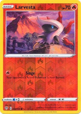 Larvesta 29/189 SWSH Darkness Ablaze Reverse Holo Common Pokemon Card Kawaii Collector Larvesta 29/189 SWSH Darkness Ablaze Reverse Holo Common Pokemon Card Kawaii Collector