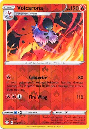 Volcarona 30/189 SWSH Darkness Ablaze Reverse Holo Rare Pokemon Card TCG Near Mint