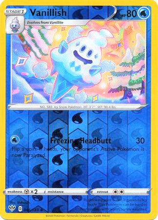 Vanillish 46/189 SWSH Darkness Ablaze Reverse Holo Uncommon Pokemon Card TCG Near Mint 