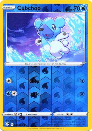 Cubchoo 48/189 SWSH Darkness Ablaze Reverse Holo Common Pokemon Card TCG Near Mint