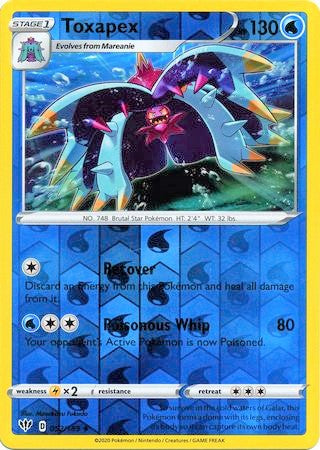 Toxapex 52/189 SWSH Darkness Ablaze Reverse Holo Rare Pokemon Card TCG Near Mint
