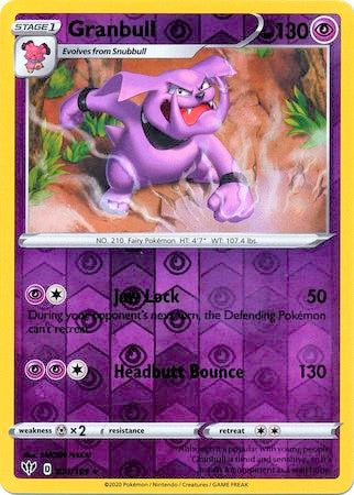 Granbull 71/189 SWSH Darkness Ablaze Reverse Holo Rare Pokemon Card TCG Near Mint