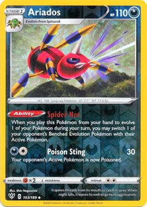 Ariados 103/189 SWSH Darkness Ablaze Reverse Holo Uncommon Pokemon Card TCG Near Mint 