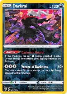 Darkrai 105/189 SWSH Darkness Ablaze Reverse Holo Rare Pokemon Card TCG Near Mint