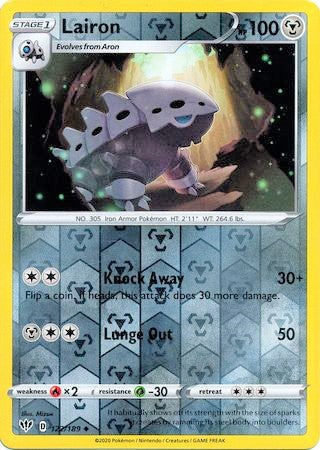 Lairon 122/189 SWSH Darkness Ablaze Reverse Holo Uncommon Pokemon Card TCG Near Mint 