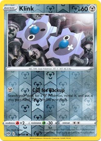 Klink 125/189 SWSH Darkness Ablaze Reverse Holo Common Pokemon Card TCG Near Mint
