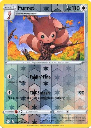 Furret 136/189 SWSH Darkness Ablaze Reverse Holo Common Pokemon Card TCG Near Mint