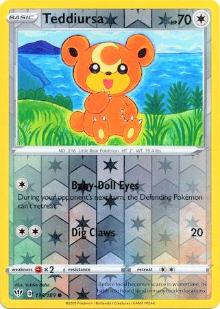 Teddiursa 138/189 SWSH Darkness Ablaze Reverse Holo Common Pokemon Card TCG Near Mint