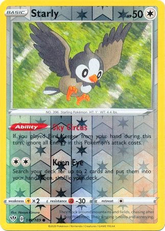 Starly 145/189 SWSH Darkness Ablaze Reverse Holo Common Pokemon Card TCG Near Mint