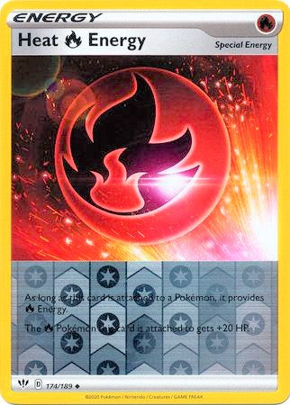 Heat (R) Energy 174/189 SWSH Darkness Ablaze Reverse Holo Uncommon Trainer Pokemon Card TCG Near Mint 