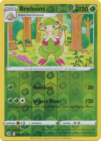 Breloom 5/264 SWSH Fusion Strike Reverse Holo Uncommon Pokemon Card TCG Near Mint 
