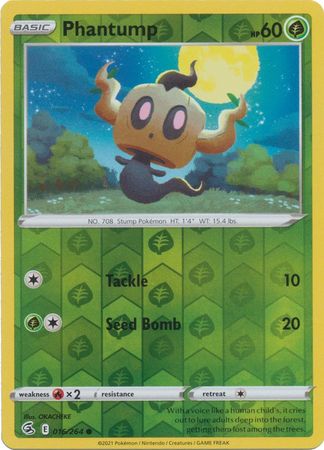 Phantump 16/264 SWSH Fusion Strike Reverse Holo Common Pokemon Card TCG Near Mint