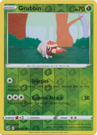 Grubbin 18/264 SWSH Fusion Strike Reverse Holo Common Pokemon Card TCG Near Mint