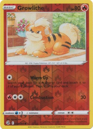 Growlithe 32/264 SWSH Fusion Strike Reverse Holo Common Pokemon Card TCG Near Mint