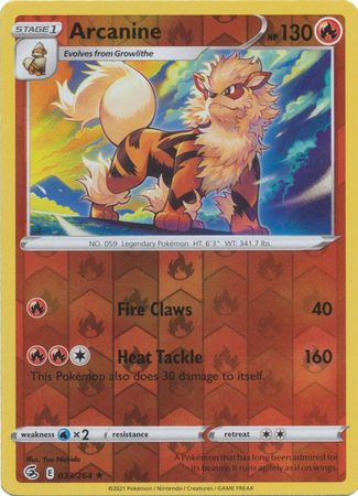 Arcanine 33/264 SWSH Fusion Strike Reverse Holo Rare Pokemon Card TCG Near Mint