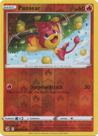 Pansear 37/264 SWSH Fusion Strike Reverse Holo Common Pokemon Card TCG Near Mint