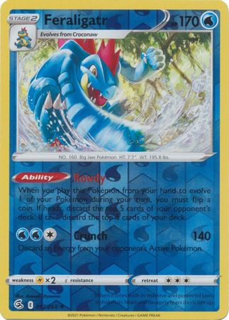 Feraligatr 57/264 SWSH Fusion Strike Reverse Holo Rare Pokemon Card TCG Near Mint