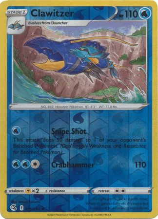 Clawitzer 75/264 SWSH Fusion Strike Reverse Holo Uncommon Pokemon Card TCG Near Mint 