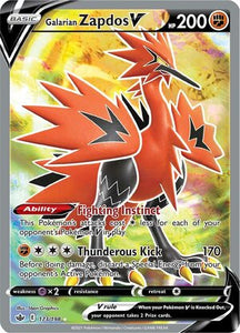 Galarian Zapdos V 173/198 SWSH Chilling Reign Full Art Holo Ultra Rare Pokemon Card TCG Near Mint  