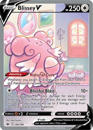 Blissey V 183/198 SWSH Chilling Reign Full Art Holo Ultra Rare Pokemon Card TCG Near Mint
