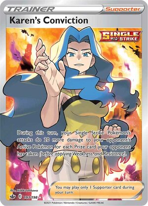 Karen's Conviction 193/198 SWSH Chilling Reign Full Art Holo Ultra Rare Pokemon Card TCG Near Mint  