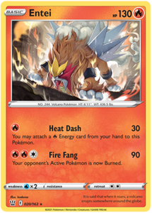 Entei 20/163 SWSH Battle Styles Holo Rare Pokemon Card TCG
