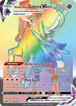 Shadow Rider Calyrex VMAX 204/198 SWSH Chilling Reign Full Art Holo Ultra Rare Pokemon Card TCG Near Mint  