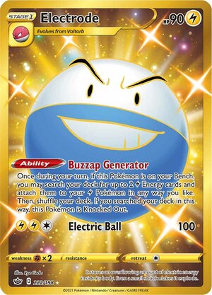 Electrode 222/198 SWSH Chilling Reign Full Art Holo Secret Rare Pokemon Card TCG Near Mint  