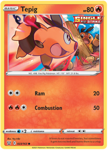 Tepig 23/163 SWSH Battle Styles Common Pokemon Card TCG