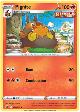 Pignite 24/163 SWSH Battle Styles Uncommon Pokemon Card TCG