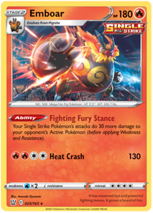 Emboar 25/163 SWSH Battle Styles Holo Rare Pokemon Card TCG