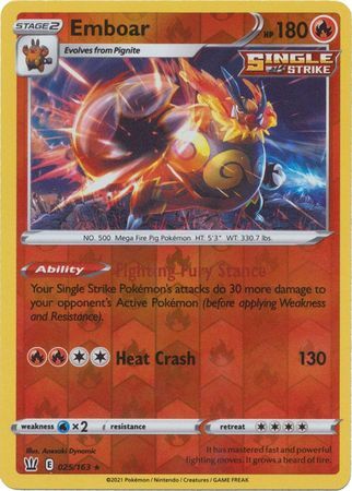Emboar 25/163 SWSH Battle Styles Reverse Holo Rare Pokemon Card TCG