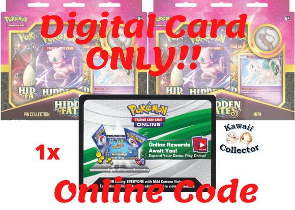 Hidden Fates Pin Collection Box: Mew Pokemon TCG Online Code x1 kawaii collector australia ptcgo