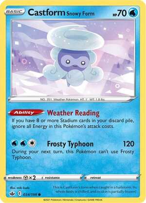 Castform Snowy Form 34/198 SWSH Chilling Reign Common Pokemon Card TCG Near Mint