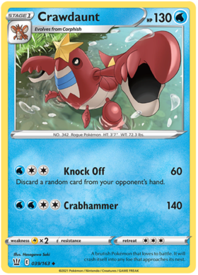 Crawdaunt 39/163 SWSH Battle Styles Uncommon Pokemon Card TCG
